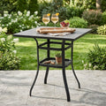 kozyard outdoor bar height table, square patio pub table with marble-look tabletop and metal frame, 2-tier storage shelf for backyard, patio, poolside bar use
