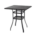 kozyard outdoor bar height table, square patio pub table with marble-look tabletop and metal frame, 2-tier storage shelf for backyard, patio, poolside bar use
