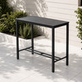 Kozyard Outdoor Bar Table, Black Metal Patio High-Top Bistro Table with Slat Top. Modern all-weather steel pub height dining table for backyard, poolside, deck, and balcony. Heavy-duty rust-resistant outside furniture perfect for outdoor dining and entertaining