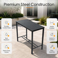 Kozyard Heavy-Duty Patio Bar Table features. Premium steel construction, rust-resistant powder-coated metal frame, stable built-in footrest, easy assembly design. Durable weather-resistant indoor and outdoor bistro table for long-lasting backyard patio use.