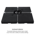 Kozyard 4-Piece Outdoor Umbrella Base: 40 1/8” size with stylish leather-textured black plastic surface. Complements various outdoor decor styles, securing patio umbrellas in backyards, decks, poolside areas & other outdoor living spaces.
