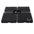 Kozyard Heavy-Duty Outdoor Umbrella Base: 40 1/8” x 3 5/8” black 4-piece plastic construction. Features a compact, durable profile, perfect for securing cantilever umbrellas in patio, poolside, backyard & residential outdoor shade areas.
