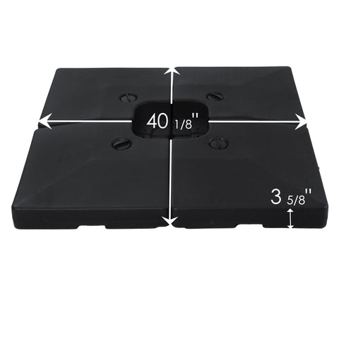 Kozyard Heavy-Duty Outdoor Umbrella Base: 40 1/8” x 3 5/8” black 4-piece plastic construction. Features a compact, durable profile, perfect for securing cantilever umbrellas in patio, poolside, backyard & residential outdoor shade areas.
