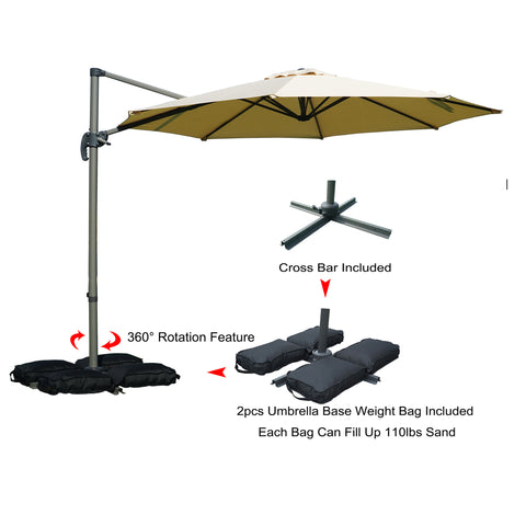 Kozyard 10' Offset Cantilever Hanging Patio Umbrella Large Market Style for Outdoor Balcony (3 Color Options) Burgundy