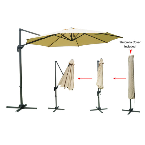 Kozyard 10' Offset Cantilever Hanging Patio Umbrella Large Market Style for Outdoor Balcony (3 Color Options) Burgundy