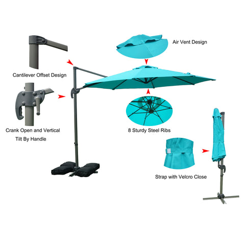 10 x 8 patio umbrella Kozyard 10' Offset Cantilever Hanging Patio Umbrella Large Market Style for Outdoor Balcony (3 Color Options) Burgundy