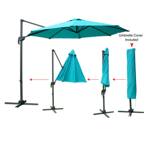 Kozyard 10' Offset Cantilever Hanging Patio Umbrella Large Market Style for Outdoor Balcony (3 Color Options) Burgundy