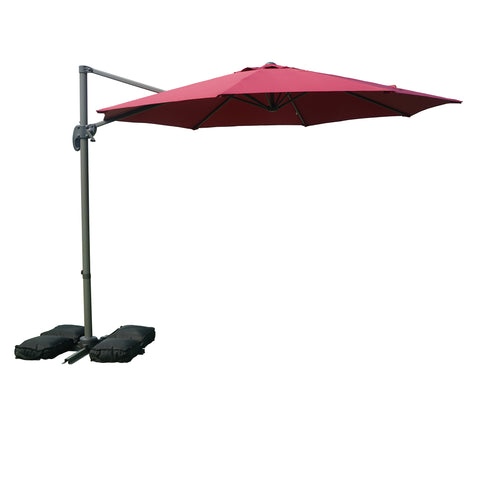 12 ft offset patio umbrella Kozyard 10' Offset Cantilever Hanging Patio Umbrella Large Market Style for Outdoor Balcony (3 Color Options) Burgundy