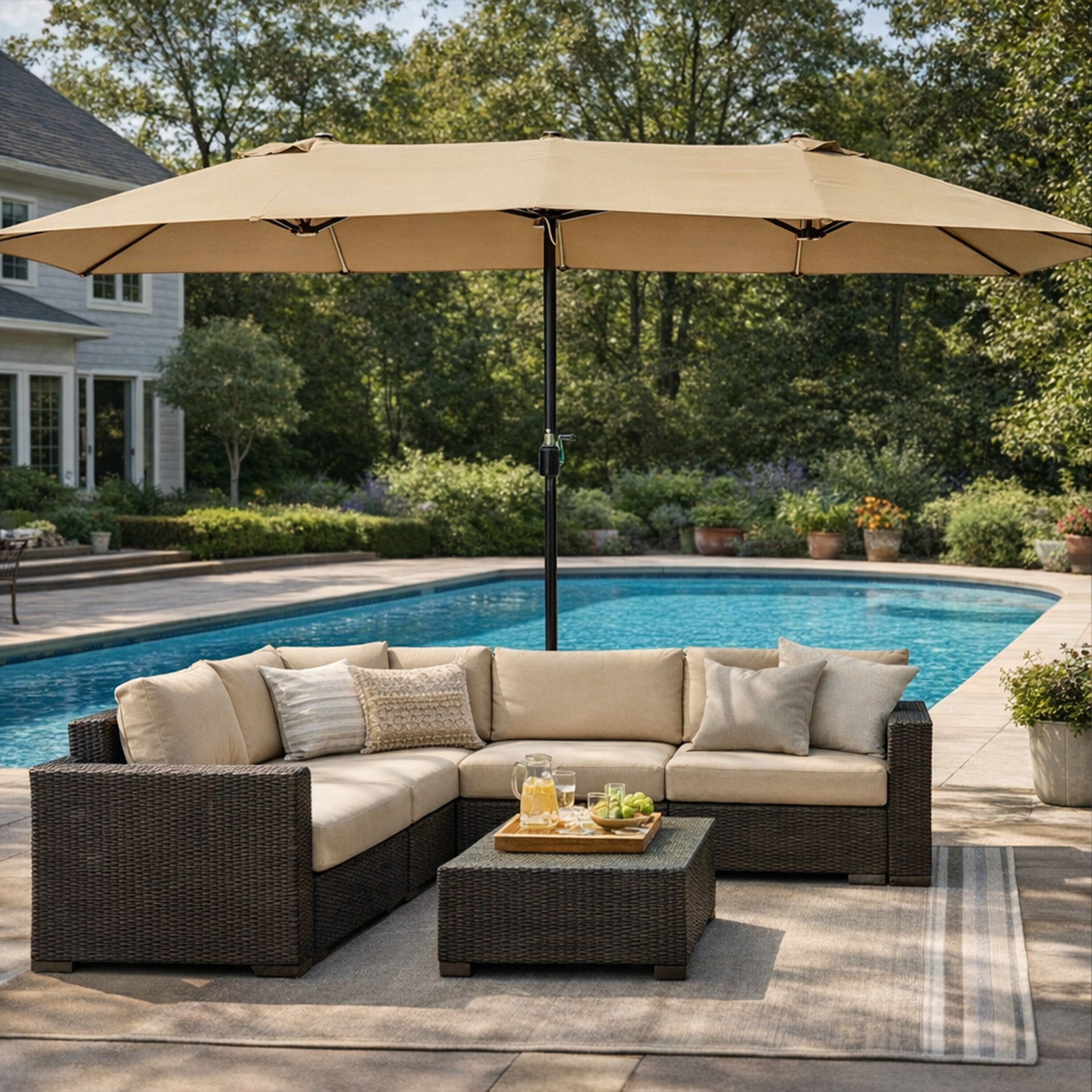Kozyard Butterfly 15' Outdoor Patio Double-Sided Aluminum Umbrella