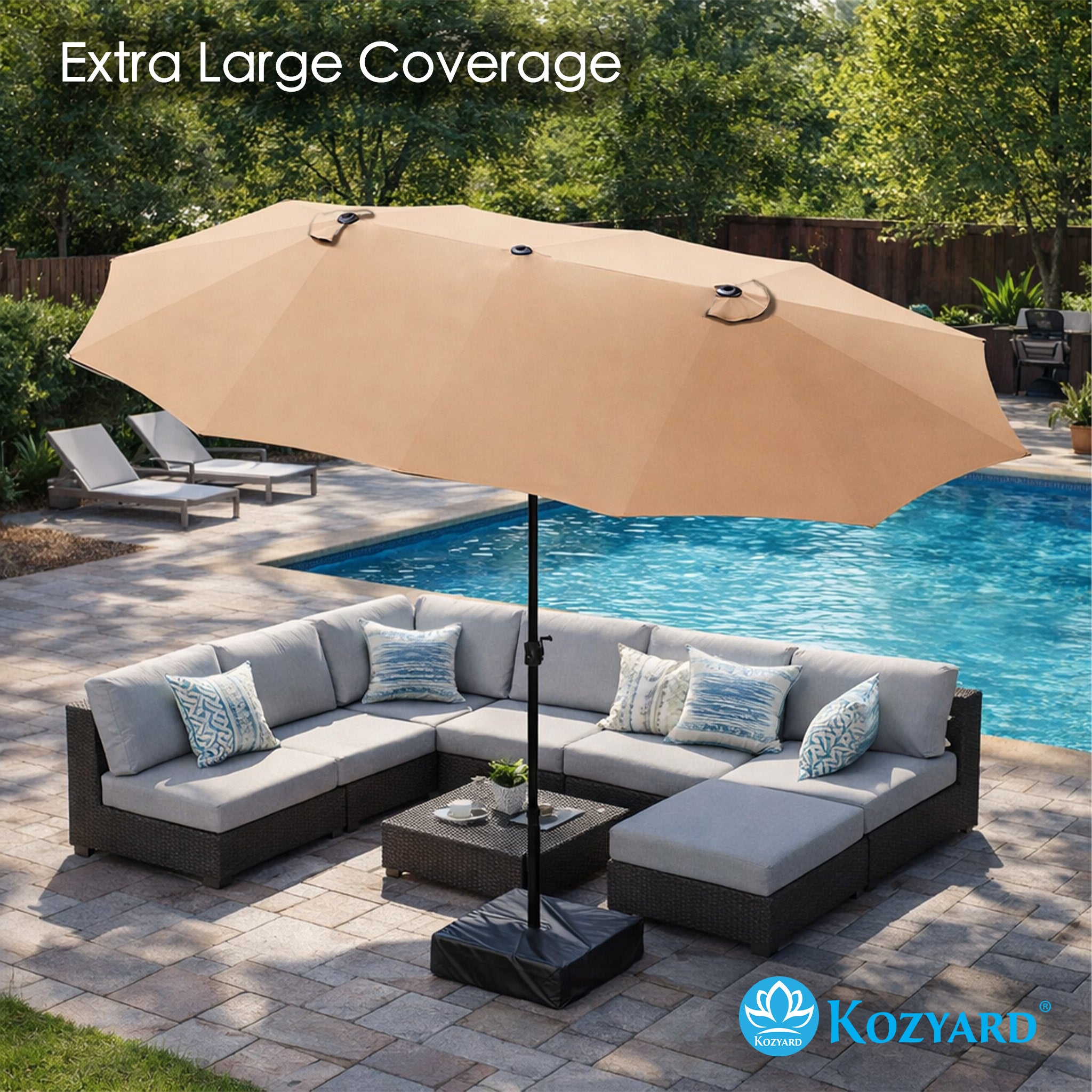 Kozyard Butterfly 15' Outdoor Patio Double-Sided Aluminum Umbrella