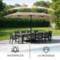 Kozyard Waterproof Patio Umbrella – UV Protection & Water-Resistant Canopy Fabric, Sturdy Metal Frame Double Canopy, All-Weather Outdoor Shade for Patio Dining & Poolside Areas
