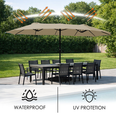 Kozyard Waterproof Patio Umbrella – UV Protection & Water-Resistant Canopy Fabric, Sturdy Metal Frame Double Canopy, All-Weather Outdoor Shade for Patio Dining & Poolside Areas
