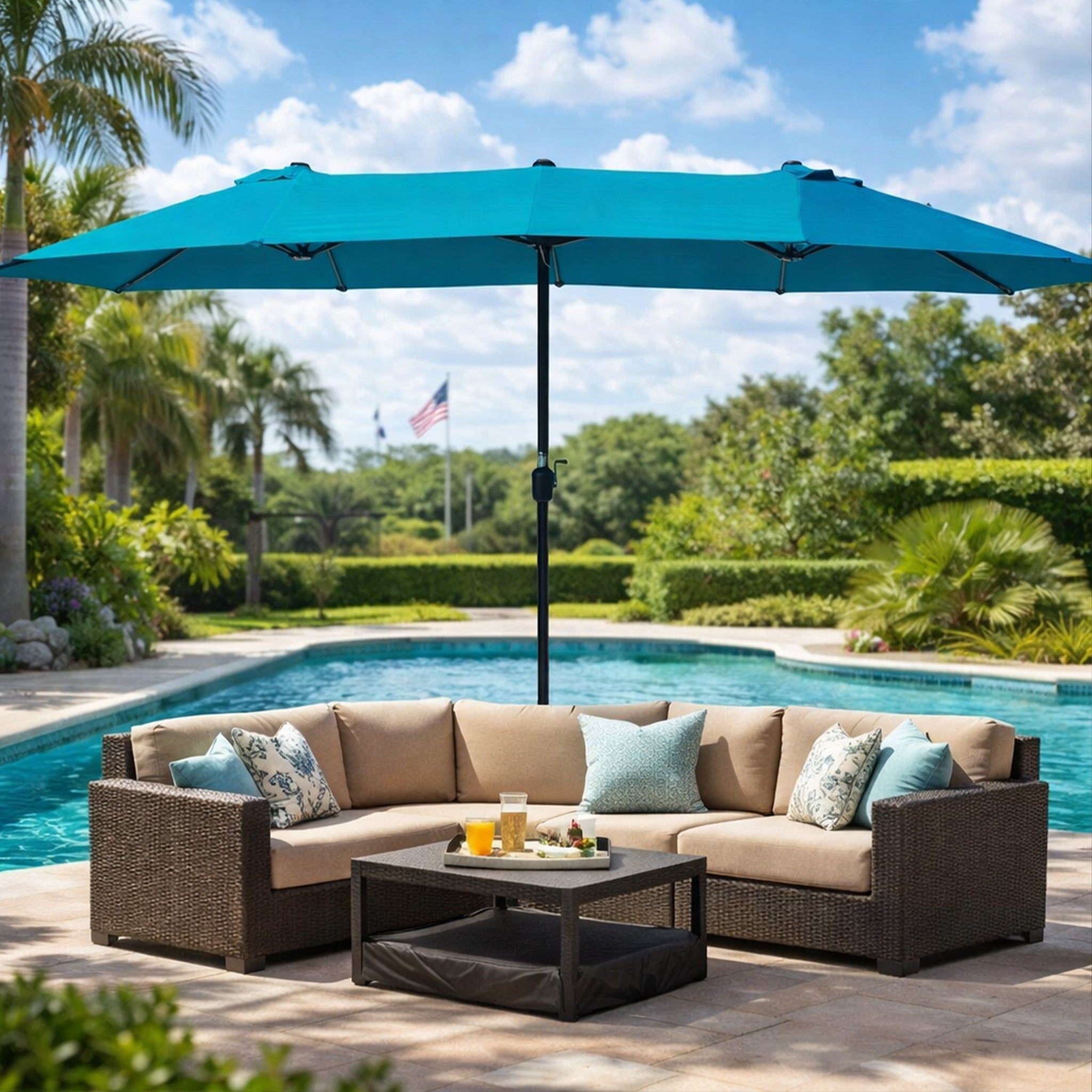Kozyard Butterfly 15' Outdoor Patio Double-Sided Aluminum Umbrella