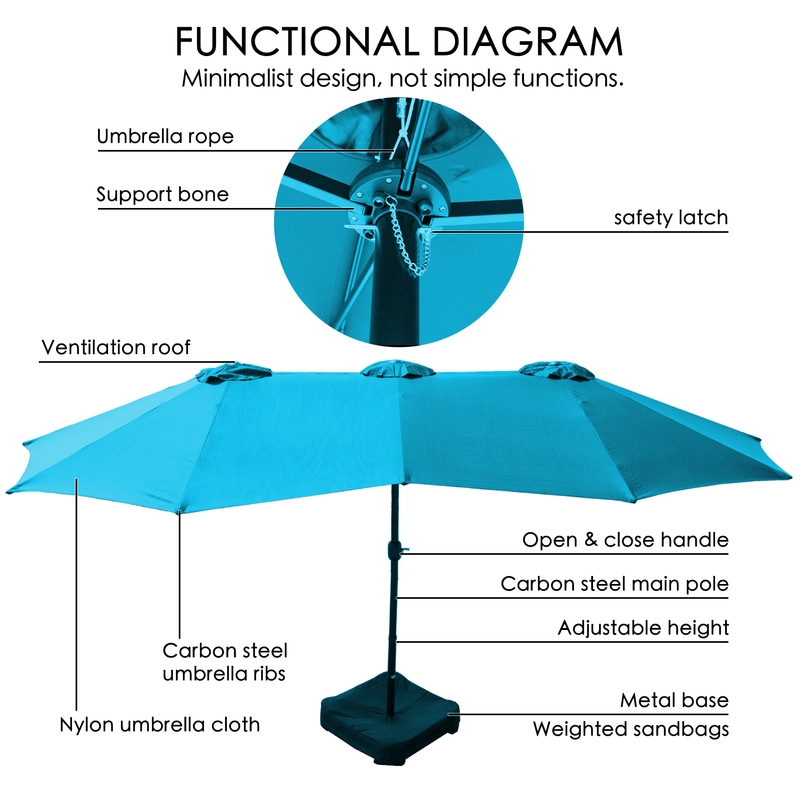 Kozyard Butterfly 15' Outdoor Patio Double-Sided Aluminum Umbrella Crank Base