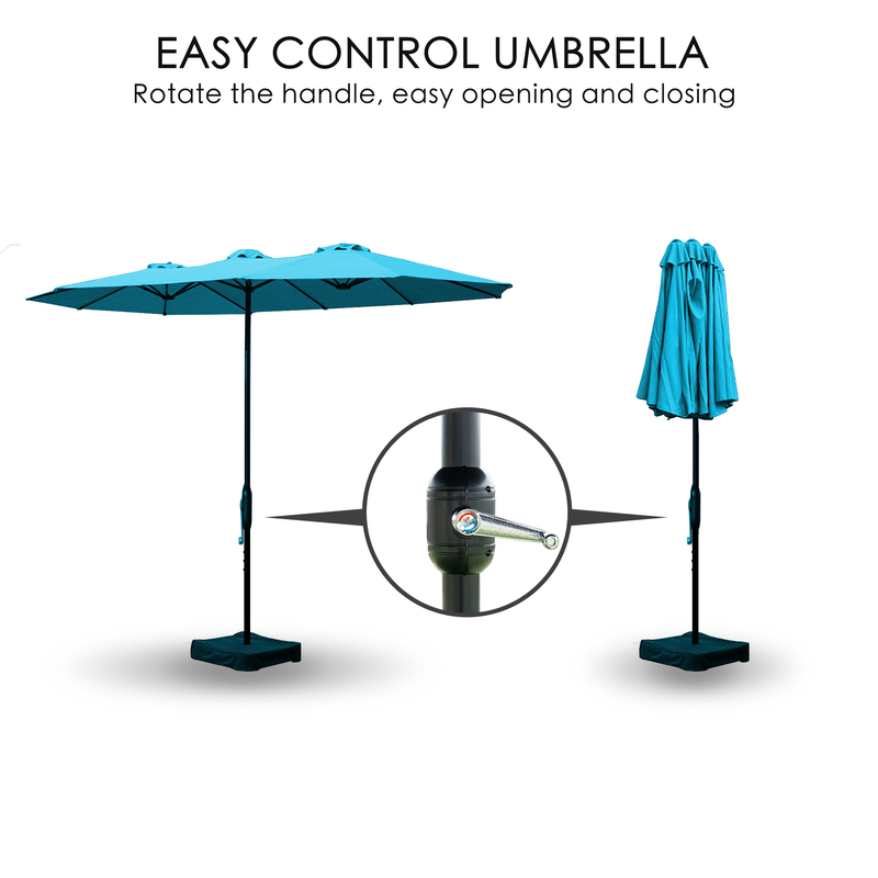 Kozyard Butterfly 15' Outdoor Patio Double-Sided Aluminum Umbrella Crank Base