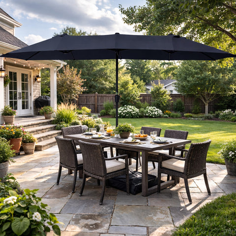 butterfly freedom umbrella perfect patio Kozyard Butterfly 15' Outdoor Patio Double-Sided Aluminum Umbrella Crank Base – Kozyard LLC
