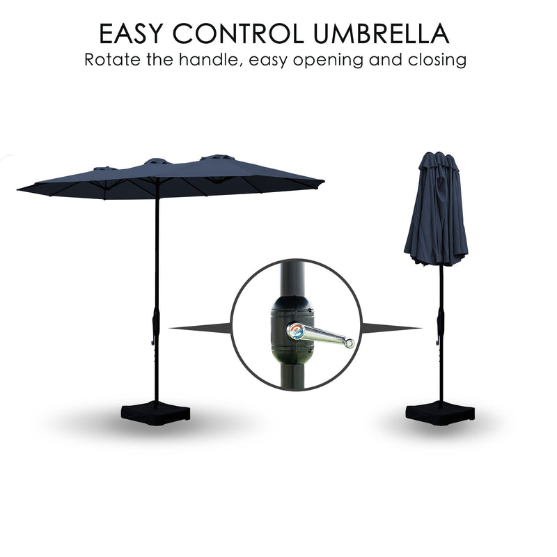 Kozyard Butterfly 15' Outdoor Patio Double-Sided Aluminum Umbrella Crank Base (2 Color Options)