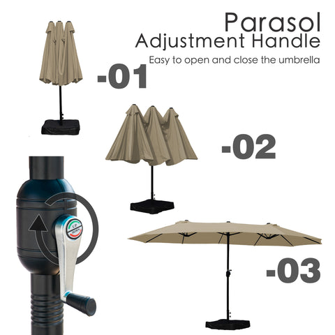 Kozyard Patio Umbrella – Easy-Use Adjustment Handle for Quick Open/Close, Compact Foldable Design, Durable Metal Frame & Weather-Resistant Canopy Fabric, User-Friendly Outdoor Shade
