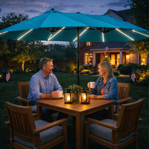 Kozyard 15 FT Rectangular Double-Sided Patio Umbrella with Solar Light – Kozyard LLC Kozyard 15 FT Rectangular Double-Sided Patio Umbrella with Solar Light – Kozyard LLC