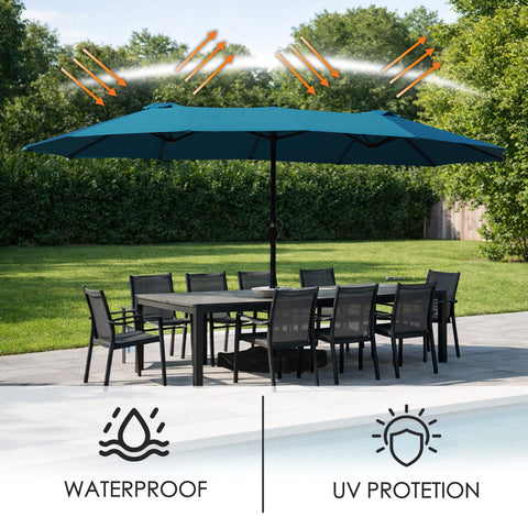 Kozyard 15 FT Rectangular Double-Sided Patio Umbrella with Solar Light – Kozyard LLC Kozyard 15 FT Rectangular Double-Sided Patio Umbrella with Solar Light – Kozyard LLC