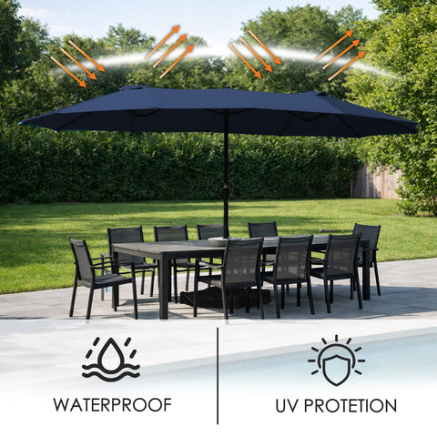 Kozyard 15 FT Rectangular Double-Sided Patio Umbrella with Solar Light – Kozyard LLC Kozyard 15 FT Rectangular Double-Sided Patio Umbrella with Solar Light – Kozyard LLC