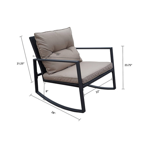 Kozyard Moana Outdoor 3-Piece Rocking Wicker Bistro Set