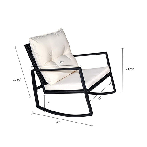 Kozyard Moana Outdoor 3-Piece Rocking Wicker Bistro Set