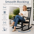 kozyard ergonomic outdoor rocker, comfortable patio rocking chair featuring 20 to 50 degree smooth gentle swaying motion, contoured curved seat, tall slatted backrest, stable structure design. Perfect for everyday relaxation, made of heavy-duty weather-resistant waterproof all-weather HDPE poly lumber material.