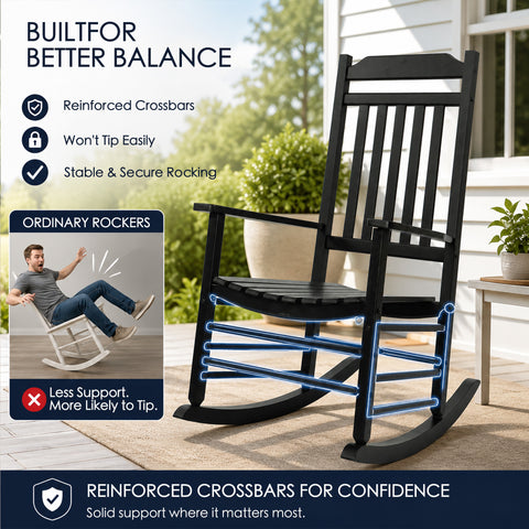 Kozyard heavy duty outdoor rocker with anti-tip reinforced crossbars for safe balance and secure stable rocking motion.