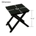 kozyard outdoor side table dimensions, patio folding accent table size chart. Features compact space-saving X-shape collapsible frame design, slatted tabletop, heavy-duty stable structure made of waterproof weather-resistant all-weather HDPE poly lumber material for placing drinks coffee plants on porch deck patio.