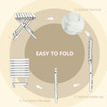 Folding Side Table - Easy Assembly Guide
An instructional diagram demonstrating the easy folding process of a side table. Steps include unlocking the lock, verticalizing the table top, and putting down the desk, emphasizing its user - friendly design for convenient storage and setup.