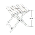 Folding Side Table Dimensions
A white folding side table with labeled dimensions, measuring 13.77" in width and 16.14" in height. Ideal for understanding the size and fit in various settings.