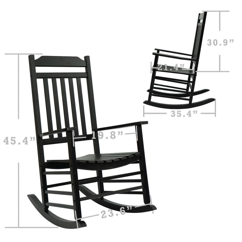 Kozyard High Back Slat Porch Rocking Chair, Solid Wood Rocker for Outdoor Or Indoor Use (7 Colors Options)