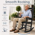 Kozyard ergonomic smooth rocking chair with curved seat, safe 20 to 50 degree tilting angle, and stable high slatted back.