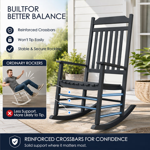 Kozyard heavy duty outdoor rocker with anti-tip reinforced crossbars for safe balance and secure stable rocking motion.