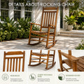 kozyard modern porch rocking chair close-up details, showcasing premium craftsmanship with tall slatted high back support, sturdy heavy-duty reinforced rocking runners base, safe smooth rounded edges armrests. Constructed from rust-proof weather-resistant splinter-free solid HDPE poly lumber material.