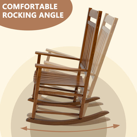 Kozyard wooden rocking chair showcasing a smooth and comfortable rocking angle, crafted from durable wood, ideal for relaxing on patios, porches or garden seating areas.