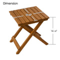 kozyard outdoor side table dimensions, patio folding accent table size chart. Features compact space-saving X-shape collapsible frame design, slatted tabletop, heavy-duty stable structure made of waterproof weather-resistant all-weather HDPE poly lumber material for placing drinks coffee plants on porch deck patio.