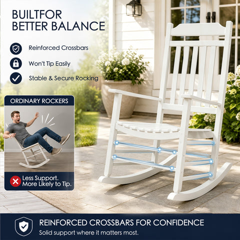Kozyard heavy duty outdoor rocker with anti-tip reinforced crossbars for safe balance and secure stable rocking motion.
