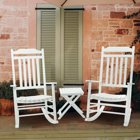 Kozyard High Back Slat Porch Rocking Chair, Solid Wood Rocker