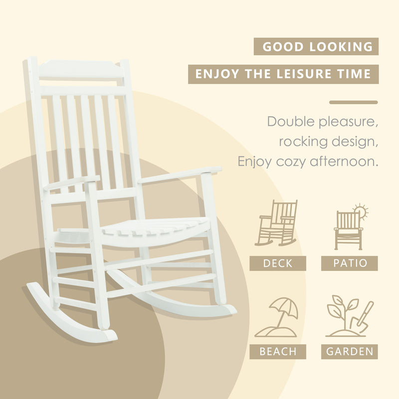 Kozyard High Back Slat Porch Rocking Chair, Solid Wood Rocker for Outdoor Or Indoor Use (7 Colors Options)