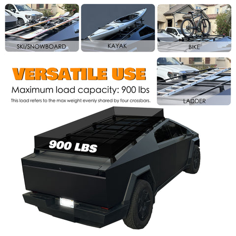 Kozyard Roof Rack Crossbars for Tesla Cybertruck 2024+, 2Bars/4Bars Heavy-Duty Aluminum Cargo Bars, Supports 350-900LBS, Durable Aluminum Build, Fits Kayak, Bike, Roof Box, Snowboard, Camping Gear