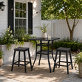 kozyard 3-piece outdoor bar table set with 2 stools, marble-look tabletop patio bar set with metal mesh storage shelf for balcony, backyard, poolside
