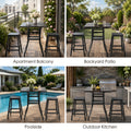 kozyard outdoor bar set lifestyle, 3-piece patio bar height set for two people to relax and chat on the balcony or backyard
