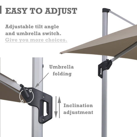 extendable patio umbrella Kozyard Roma cantilever offset umbrella 10'×10' (5 Color Options) – Kozyard LLC