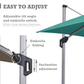 Adjustable Green Cantilever Patio Umbrella
A green cantilever patio umbrella highlighting its adjustable features, including tilt angle and folding mechanism. Keywords: adjustable patio umbrella, cantilever umbrella, umbrella adjustment
