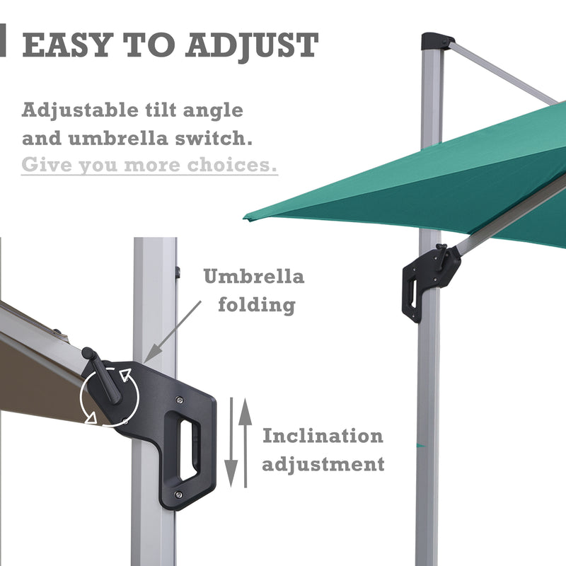 Adjustable Green Cantilever Patio Umbrella
A green cantilever patio umbrella highlighting its adjustable features, including tilt angle and folding mechanism. Keywords: adjustable patio umbrella, cantilever umbrella, umbrella adjustment

