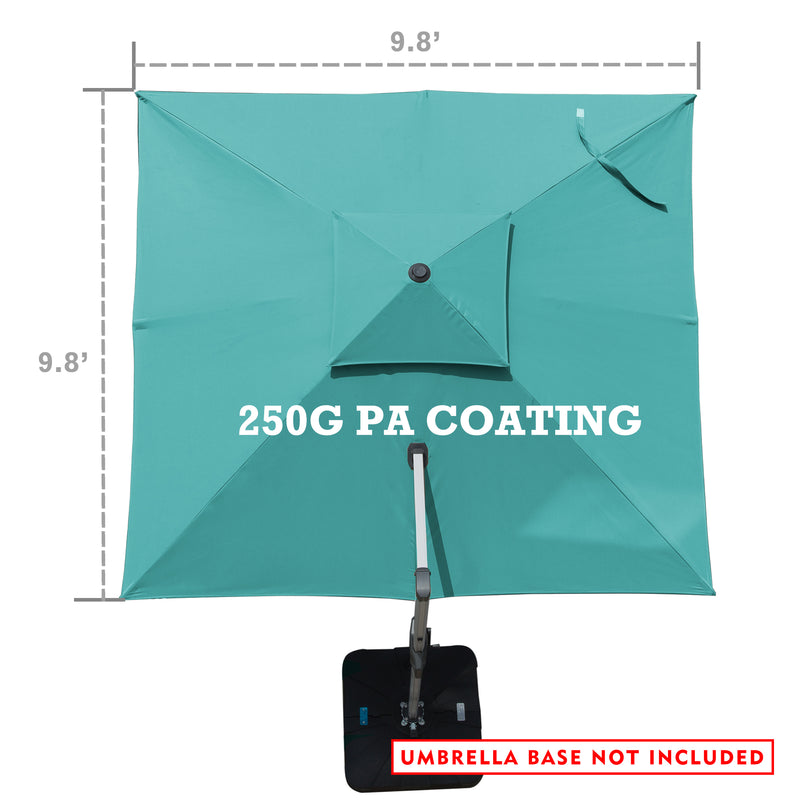 9.8' Teal Patio Umbrella with 250G PA Coating (Base Not Included)
A 9.8 - foot teal patio umbrella featuring 250G PA coating, with a note that the umbrella base is not included. Keywords: patio umbrella, 250G PA coating, umbrella base not included
