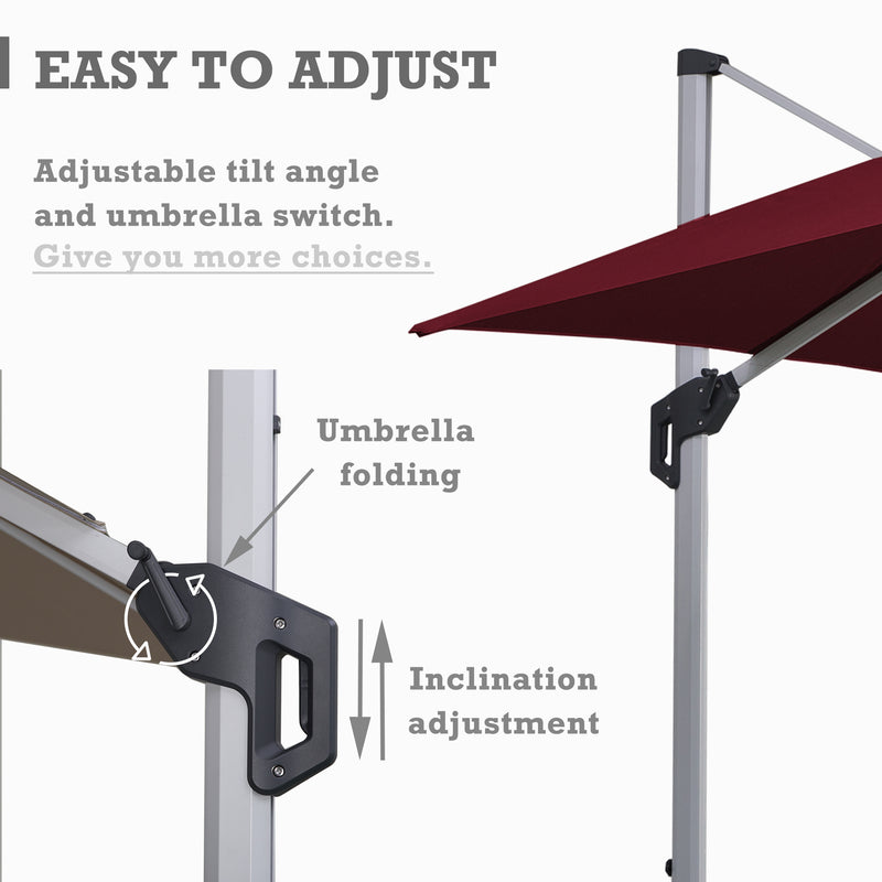 Kozyard Roma cantilever offset umbrella 10'×10' (5 Color Options)