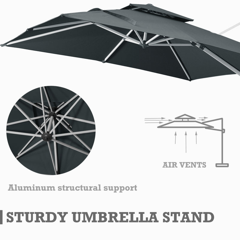 Kozyard Roma cantilever offset umbrella 10'×10' (5 Color Options)